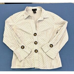 Spense Women's Striped Button Front Blouse Size Medium